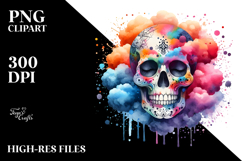 Colorful Skull with Splashes and Dust, Transparent PNG Product Image 2