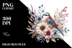 Boho Bird with Flowers, Transparent PNG Product Image 2