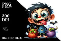Goofy Bat Boy Watercolor PNG Product Image 2