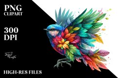 Abstract Vibrant Bird Flowers PNG Product Image 1