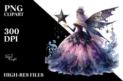 Gothic Fairy on a Star Creative View PNG Product Image 2