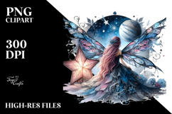 Gothic Fairy on a Star Creative View PNG Product Image 2