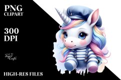 Colorful Baby Unicorn in Mime&#039;s Outfit PNG Product Image 1