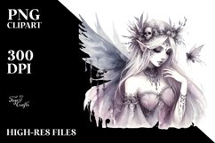 Washed Watercolor Gothic Fairy | Sublimation | PNG Clipart Product Image 1