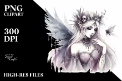 Washed Watercolor Gothic Fairy | Sublimation | PNG Clipart Product Image 1