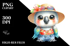 Baby Parrot in Summer Clothes PNG Product Image 2