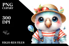 Baby Parrot in Summer Clothes PNG Product Image 2
