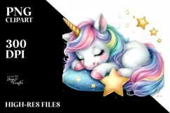Colorful Pastel Baby Unicorn Napping on Star | Sublimation | Product Image 3