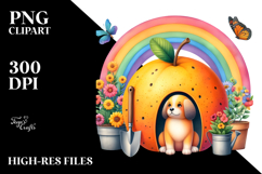 Watercolor Illustration of Dog House with Colorful Flowers | Product Image 2