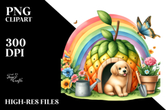 Watercolor Illustration of Dog House with Colorful Flowers | Product Image 2