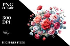 Colorful Red Roses Watercolor PNG Product Image 2