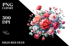 Colorful Red Roses Watercolor PNG Product Image 2