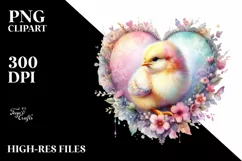Adorned Pastel Chicken with Big Heart PNG Product Image 2
