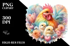 Adorned Pastel Chicken with Big Heart PNG Product Image 2