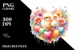 Adorned Pastel Chicken with Big Heart PNG Product Image 2