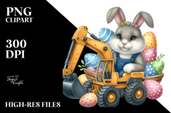 Creative Bunny with Excavator and Easter Eggs, PNG Product Image 2