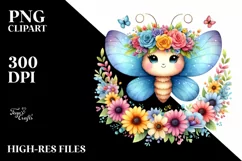 Cute Cartoon Style Watercolor Butterfly Flower Crown Product Image 3