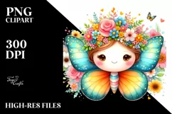 Cute Cartoon Style Watercolor Butterfly Flower Crown Product Image 3