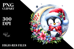 Baby Penguin Watercolor Sleeping Christmass Product Image 2