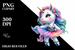 Colorful Unicorn in Modern Dancer's Outfit PNG Product Image 3