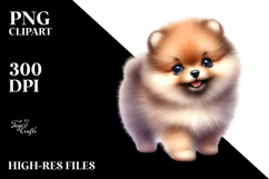 Watercolor Baby Pomeranian with Big Eyes, Transparent PNG Product Image 2