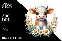 Cute Highland Cow with Daisy Floral Frame | Sublimation | Product Image 3