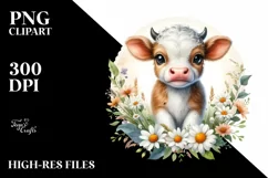 Cute Highland Cow with Daisy Floral Frame | Sublimation | Product Image 3
