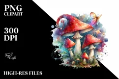 Magical Mushroom Watercolor Splash PNG Product Image 3