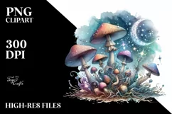 Magical Mushroom Watercolor Splash PNG Product Image 1