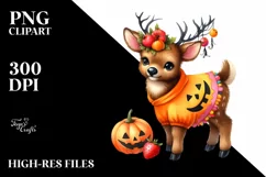 Simple Watercolor Vibrant Baby Elk Halloween Product Image 1