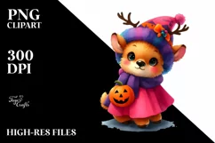 Simple Watercolor Vibrant Baby Elk Halloween Product Image 1