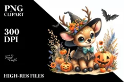 Cute Baby Elk Halloween Scene | Clipart Product Image 1