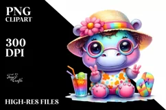 Colorful Baby Hippo | Summer Clipart Product Image 3
