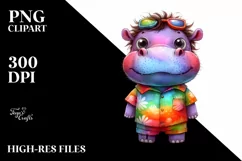 Colorful Baby Hippo | Summer Clipart Product Image 3