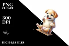 Whimsical Baby Dog on Rainbow | Sublimation | Clipart Product Image 1