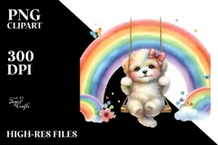 Whimsical Baby Dog on Rainbow | Sublimation | Clipart Product Image 3