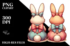 Vintage Sitting Bunnies PNG Product Image 2