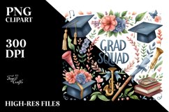 Vibrant Grad Squad Watercolor | Clipart Product Image 1