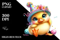 Adorable Baby Duck with Party Hat PNG Product Image 2