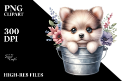 Cute Baby Dog with Flowers PNG Product Image 2