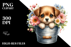 Cute Baby Dog with Flowers PNG Product Image 2