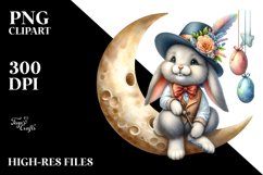 Goofy Bunny on Half Moon, PNG Product Image 2
