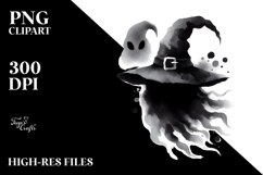 Cute Ghost with Witch Hat, PNG Product Image 2