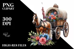 Vintage Horse Wagon Sublimation Clipart Product Image 3