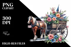 Vintage Horse Wagon Sublimation Clipart Product Image 3
