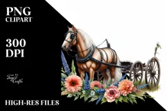 Vintage Horse Wagon Sublimation Clipart Product Image 3