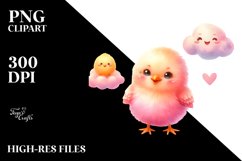 Baby Chicken in Vibrant Watercolor, PNG Product Image 2