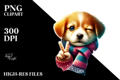 Watercolor Puppy Winking with Victory Sign Product Image 2