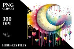 Adorned Half Moon with Hearts PNG Product Image 2