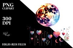 Adorned Half Moon with Hearts PNG Product Image 2